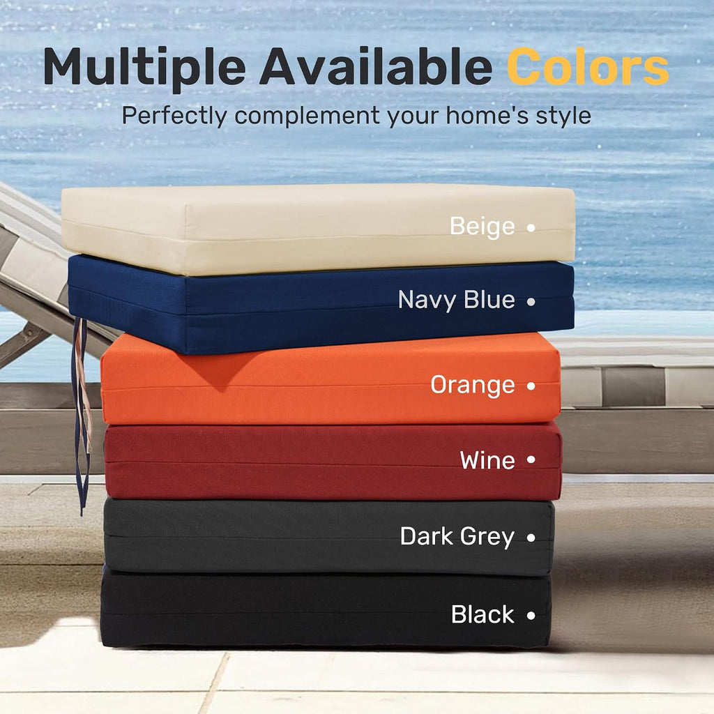 Outdoor Chair Cushions, Set of 4, 24"*24"*4", Water Resistant, Black