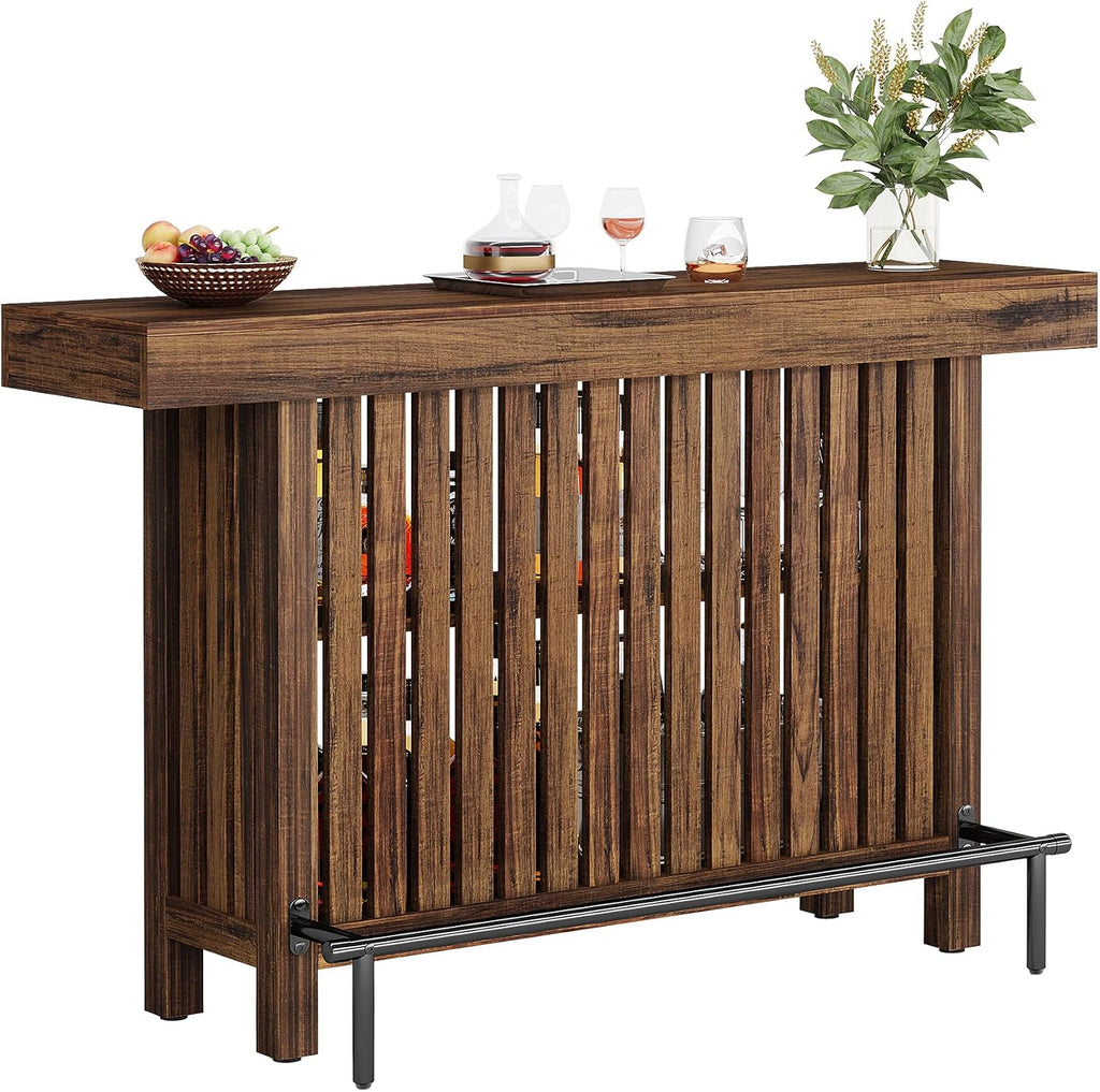Tribesigns 63" Large Bar Table, 2-Tier Counter Height Table with Footrest
