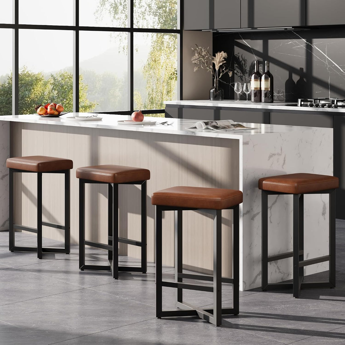 idealhouse bar stools set of 4, 24.6" counter, side view