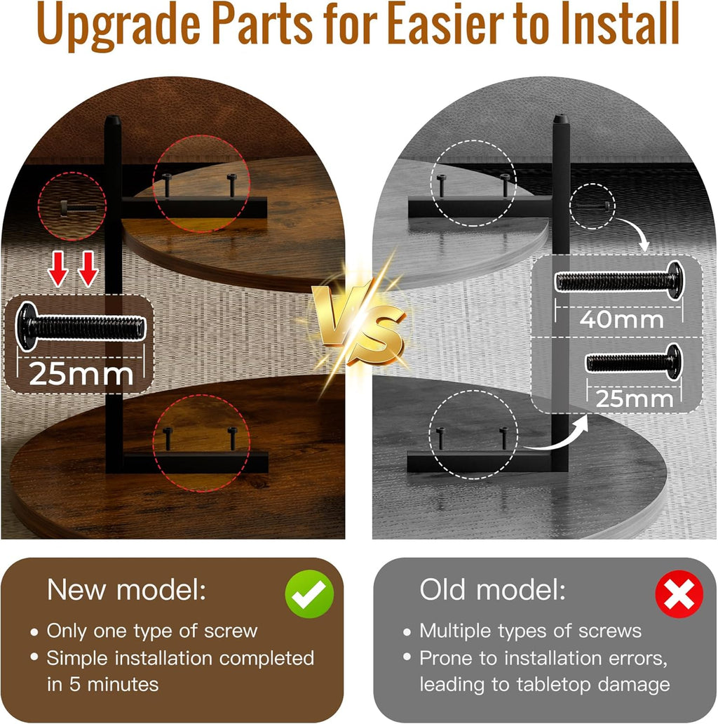 Coffee Tables for Living Room, 27.6" Round Coffee Table, Brown Coffee Table