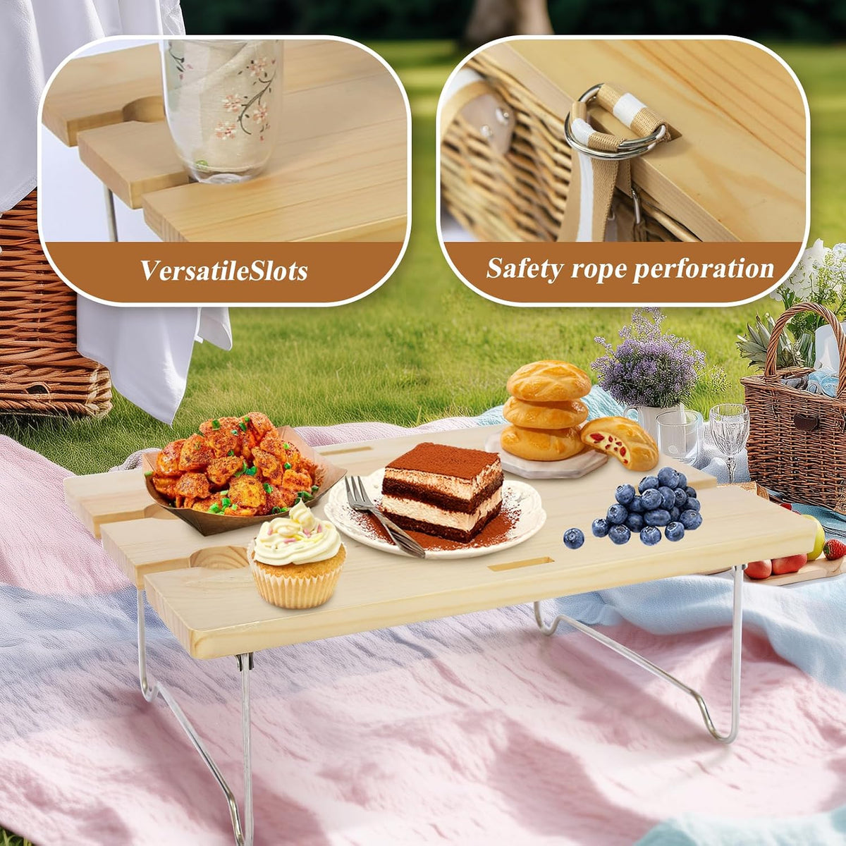Picnic Basket for 4 with Folding Table and Wine Pouch