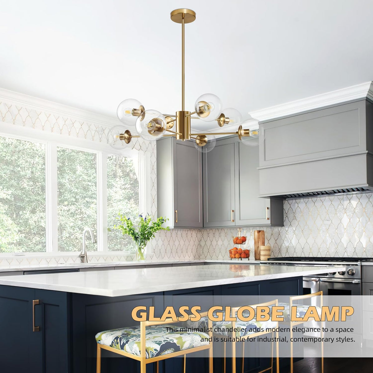 bagood 8-light globe sputnik chandelier modern gold sputnik shown in use
