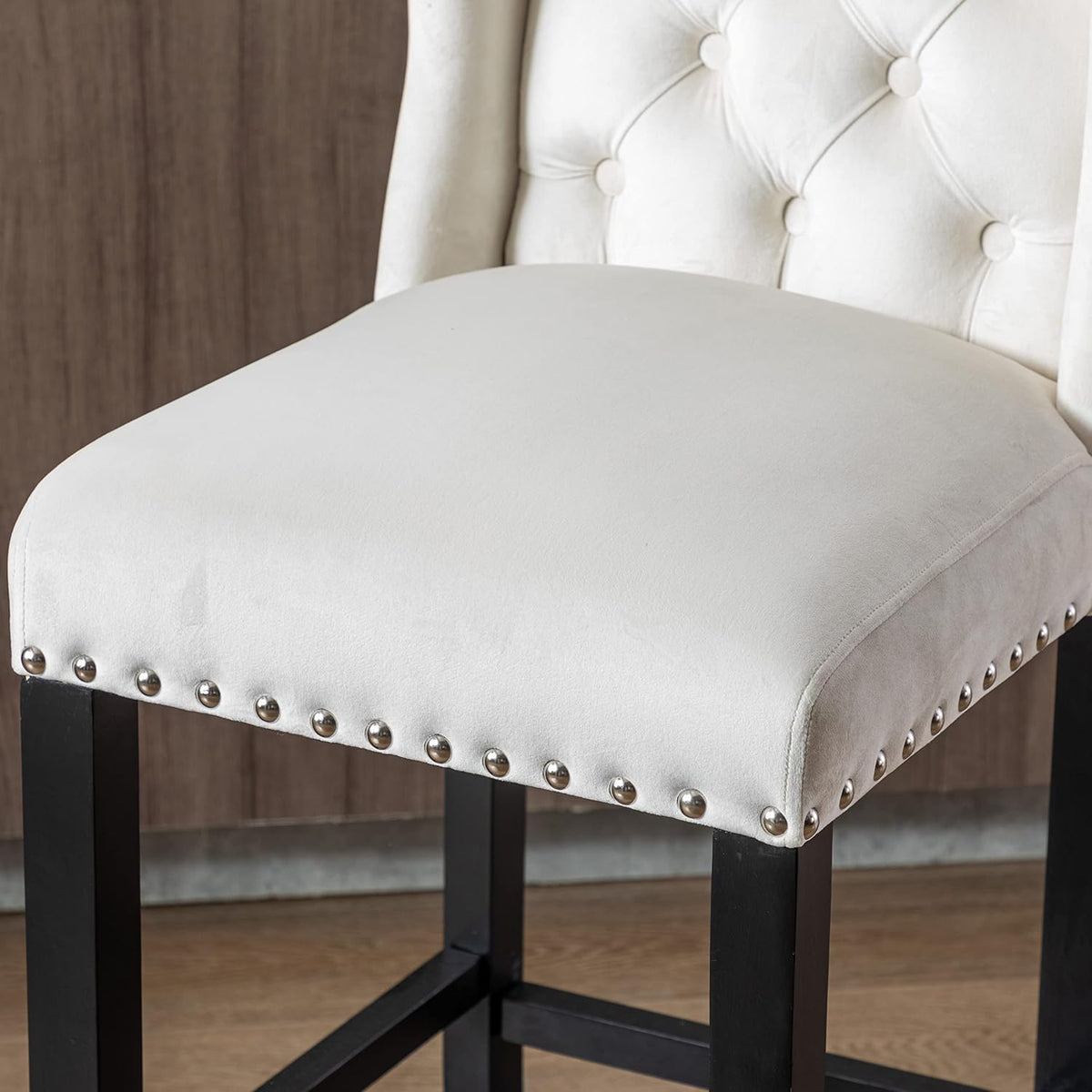DUOMAY Modern Tufted 30" Bar Stools Set of 4, Velvet White