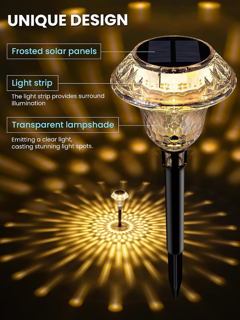 SOLPEX Solar Pathway Lights, Waterproof Garden Decor 8 Pack Warm White