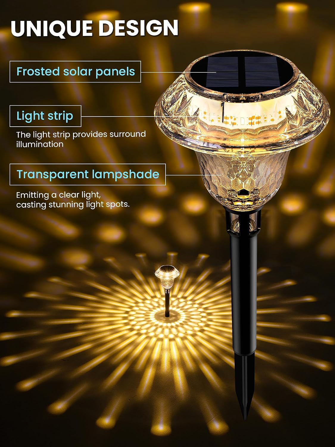 SOLPEX Solar Pathway Lights, Waterproof Garden Decor 8 Pack Warm White