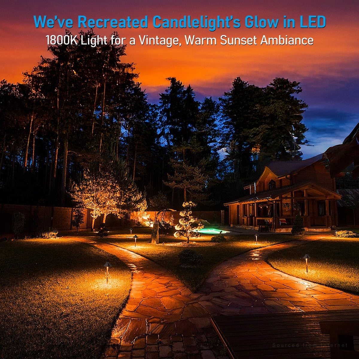 LEONLITE 6-Pack 5CCT Low Voltage LED Pathway Lights, Hat Shape Head