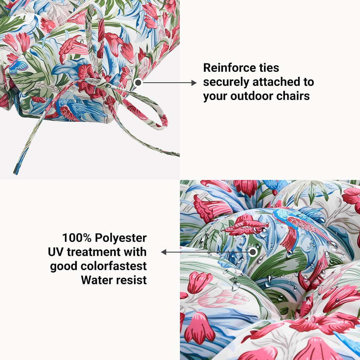 ARTPLAN 44x21 Outdoor High Back Adirondack Patio Cushion 4 Pack,Floral