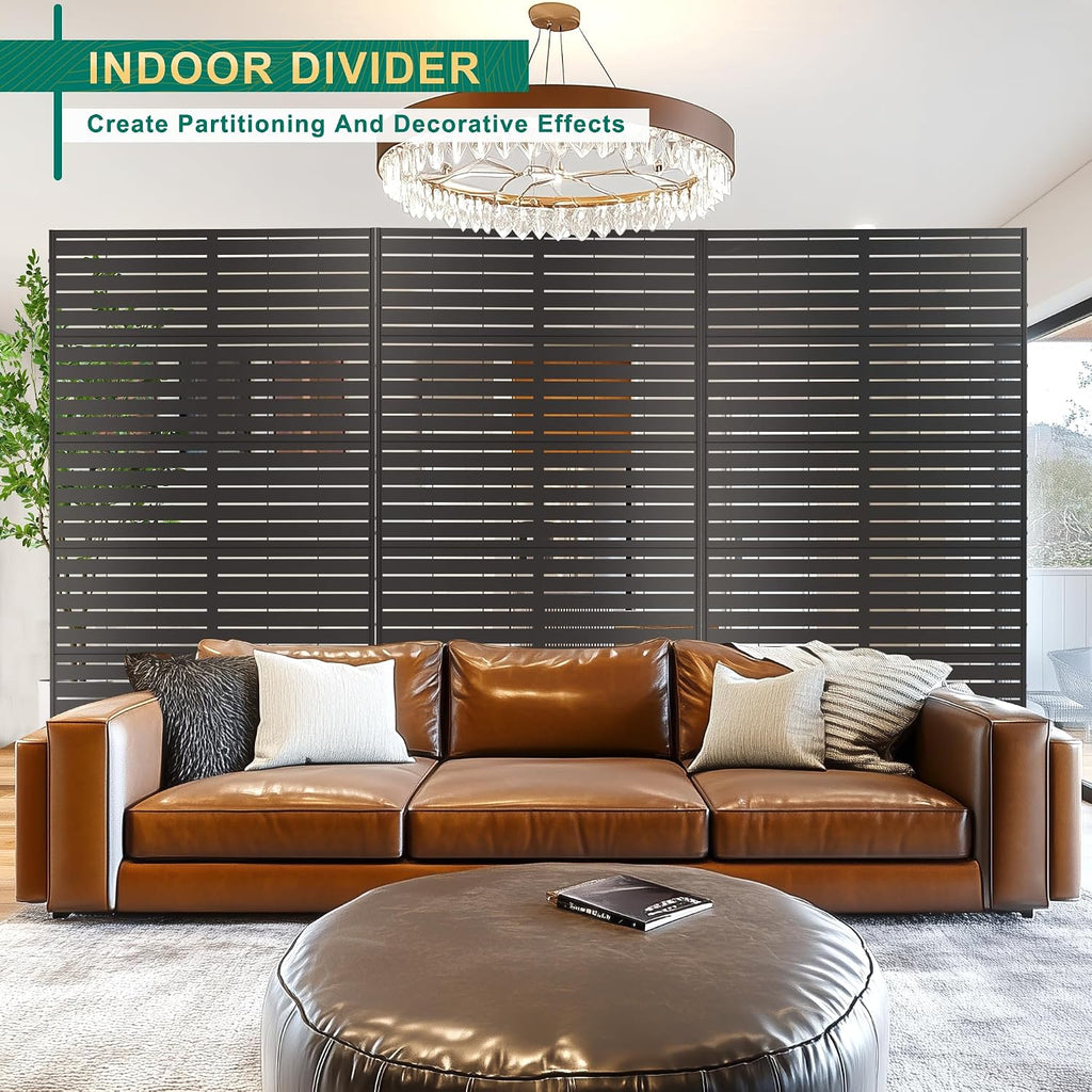 72" H44" W Metal Outdoor Privacy Screen - Freestanding, 5 Panels