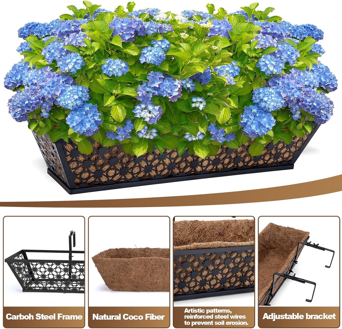 24 Inch Railing Planter Box Outdoor Deck Railing Flower Boxes