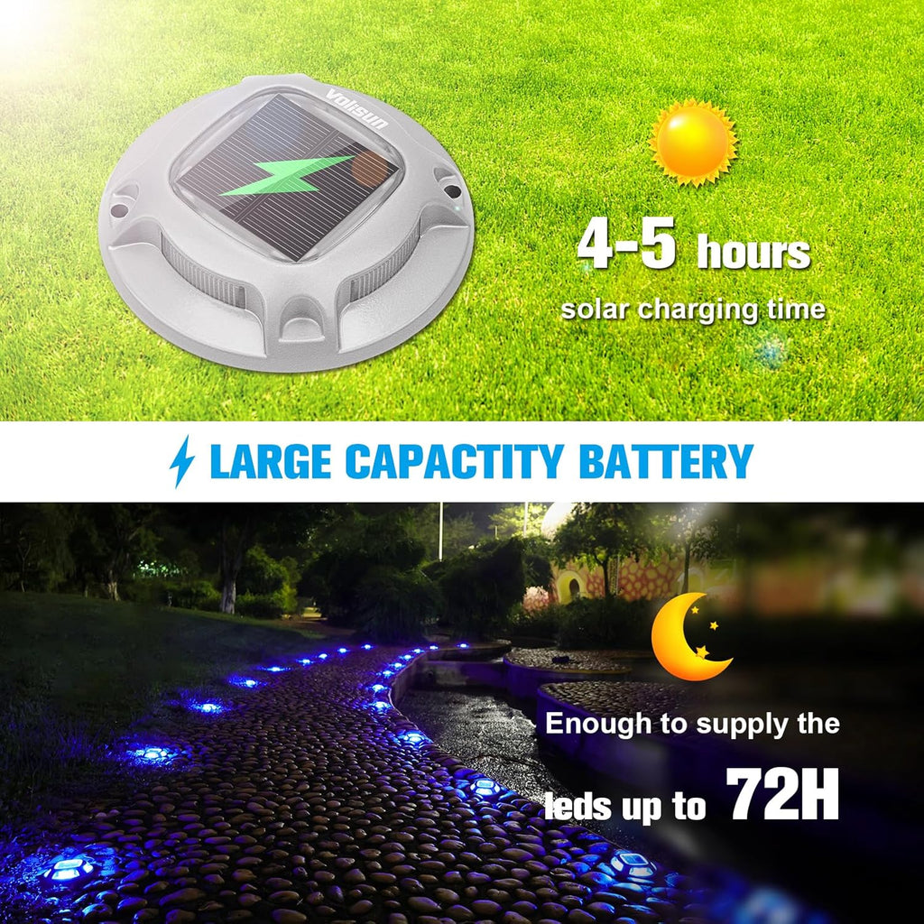 VOLISUN Solar Driveway Marker Lights Dock Marine Led Deck Outdoor 12 Pack