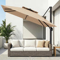 AreShark 12×12 FT Double-Top Cantilever Patio Umbrella, Beige