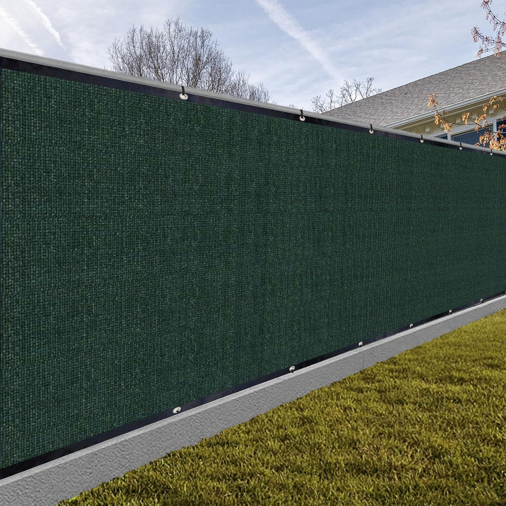 SUNNY GUARD Privacy Screen Fence 4/5/6/8 FT Heavy Duty Dustproof Denoise Fencing Mesh Fabric Shade Net Cover for Outdoor Wall Garden Yard Pool Deck,6' x 50' Dark Green(We Make Custom Size)