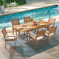 OC Orange-Casual Stackable Patio Dining Chairs Set of 4, Acacia Wood,Beige