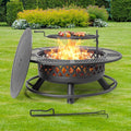 Panovue 42 Inch Outdoor Fire Pit with Grill Wood Burning 3-in-1 Firepit