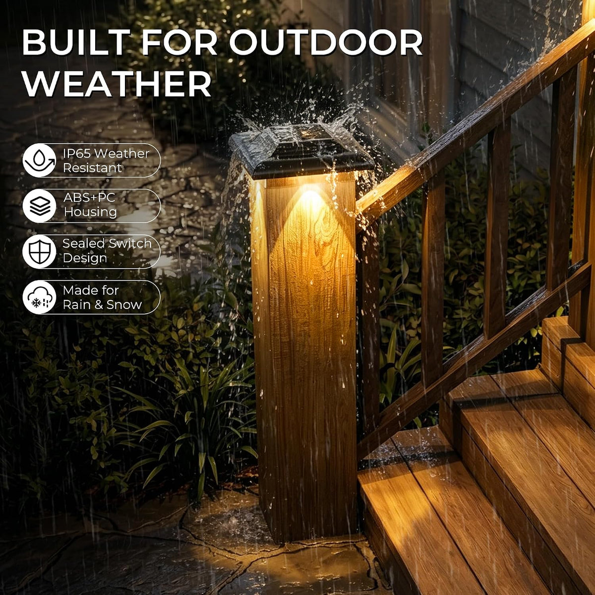T-SUN 4x4 Solar Post Cap Lights, 12 Pack Warm White for Post with Stairs