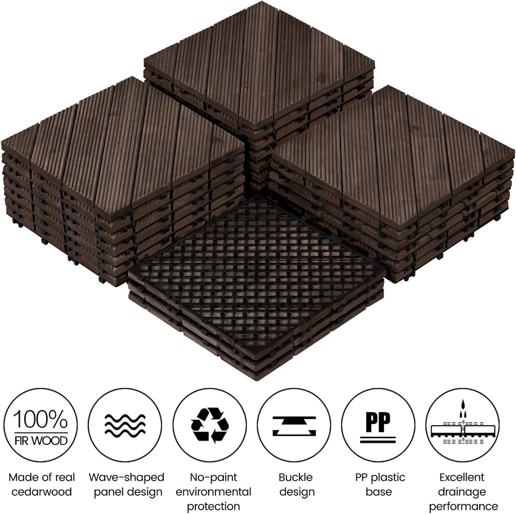 Yaheetech 27PCS Interlocking Deck Tiles Outdoor Patio Flooring,Black