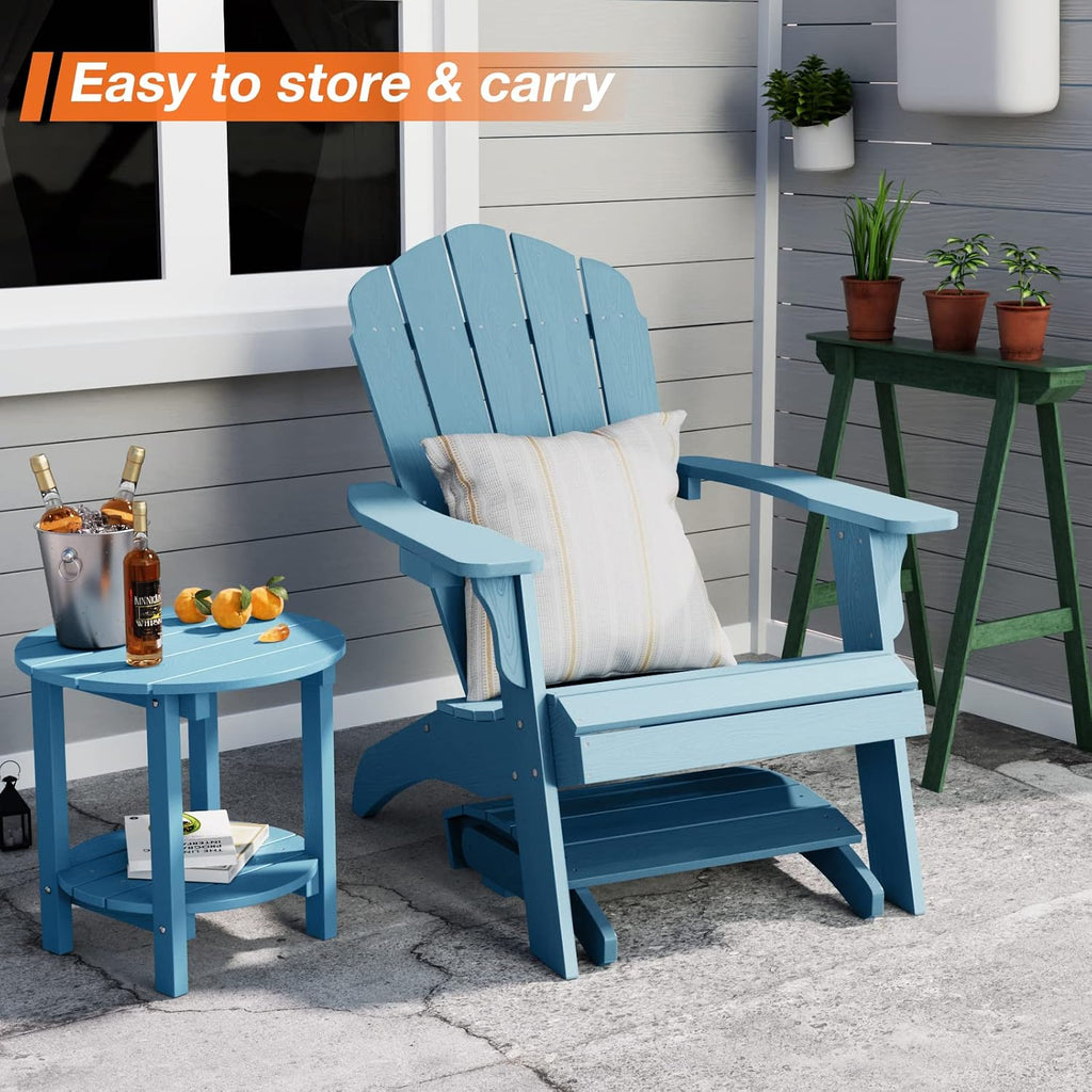 YEFU Folding Adirondack Ottoman Outdoor Set of 2, Blue