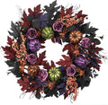 22" Halloween Wreath, Pumpkins Spiders Wreath for Front Door