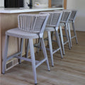 PURPLE LEAF Outdoor Counter Height Bar Stool 2-Pack Rope Wicker Champagne