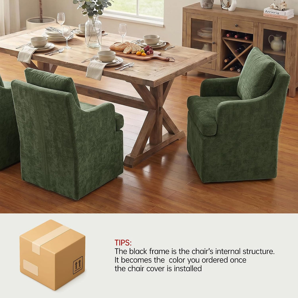 VKNOW Upholstered Dining Chairs Set of 4, Dining Room Chairs with Casters