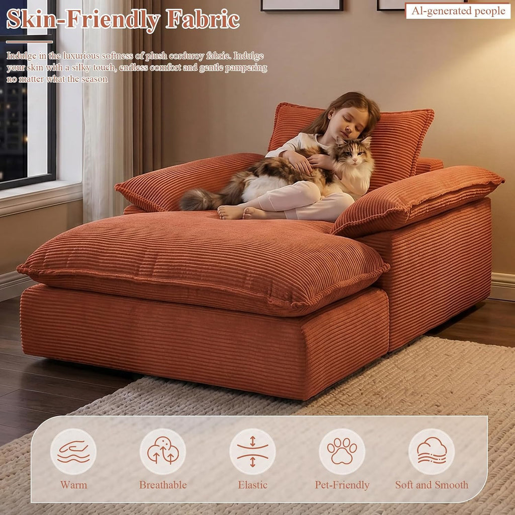 67" Chaise Lounge Chair Indoor, Oversized Boneless Couch