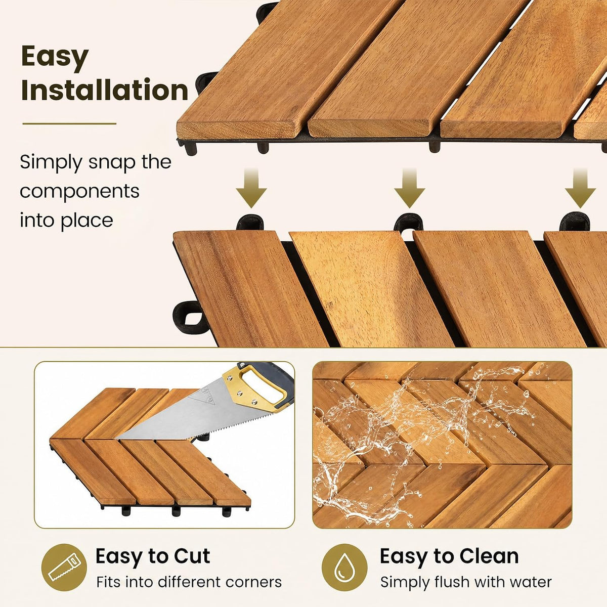 goplus 30-pack acacia wood interlocking deck tiles (30 on a desk or shelf