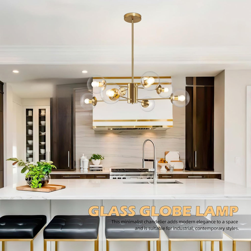 bagood 8-light globe sputnik chandelier modern gold sputnik, close-up detail