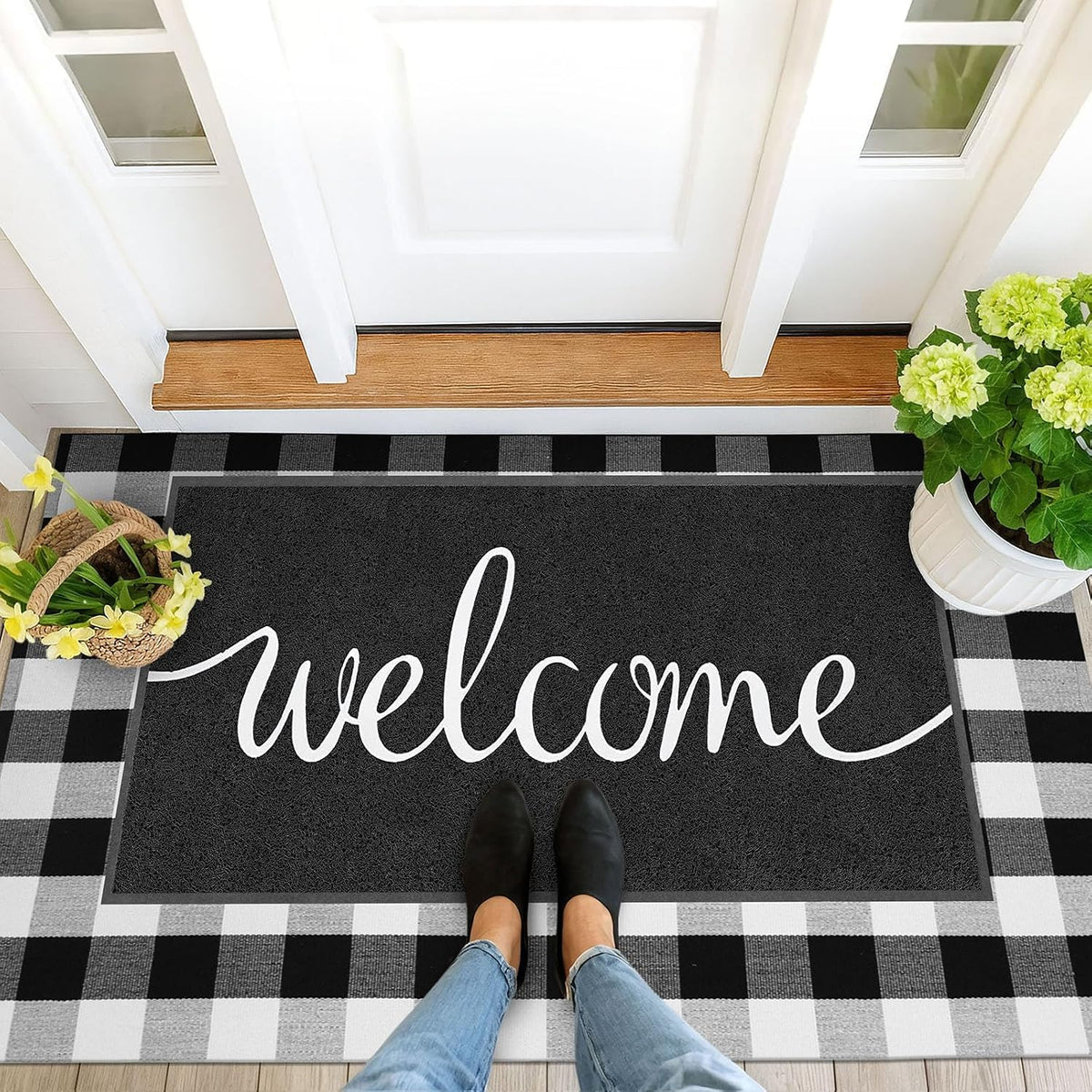 EARTHALL Funny Welcome Mats Outside/Inside 59"x35", Front Door Mat Outdoor Entrance, Indoor Outdoor Mats for Home Entrance, Funny Doormat Outside/Inside Entry, Front Porch Decor for Farmhouse