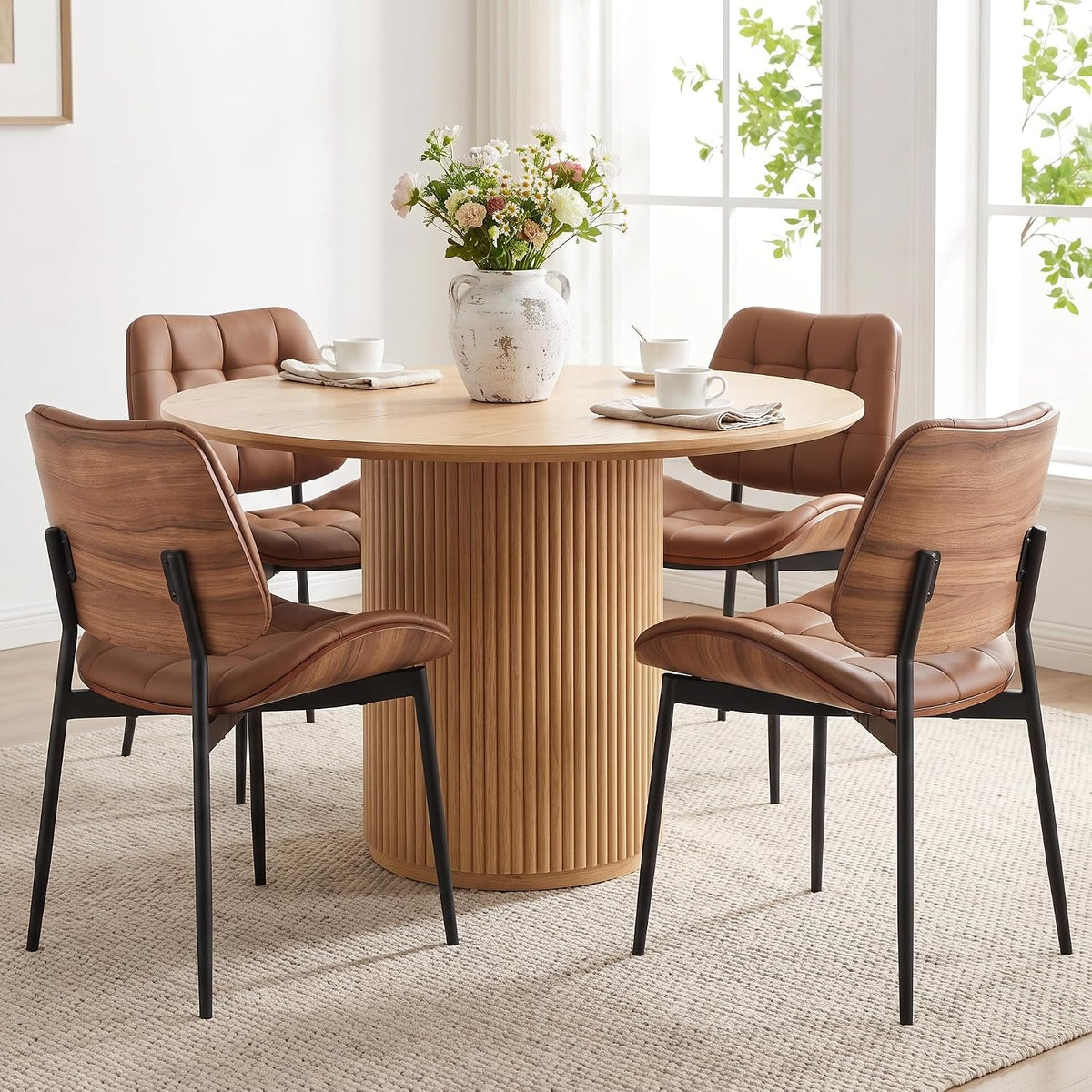 Mid Century Modern Dining Chairs Set of 2, Brown