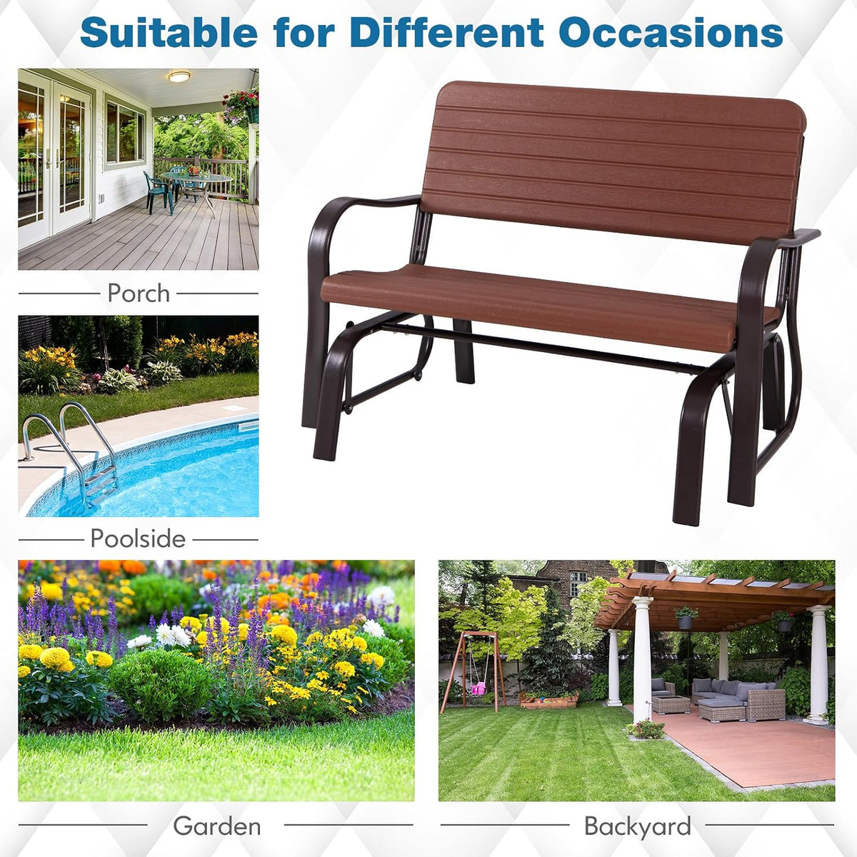 GIANTEX Outdoor Gliders for Outside Patio, Porch Glider w/Steel Frame