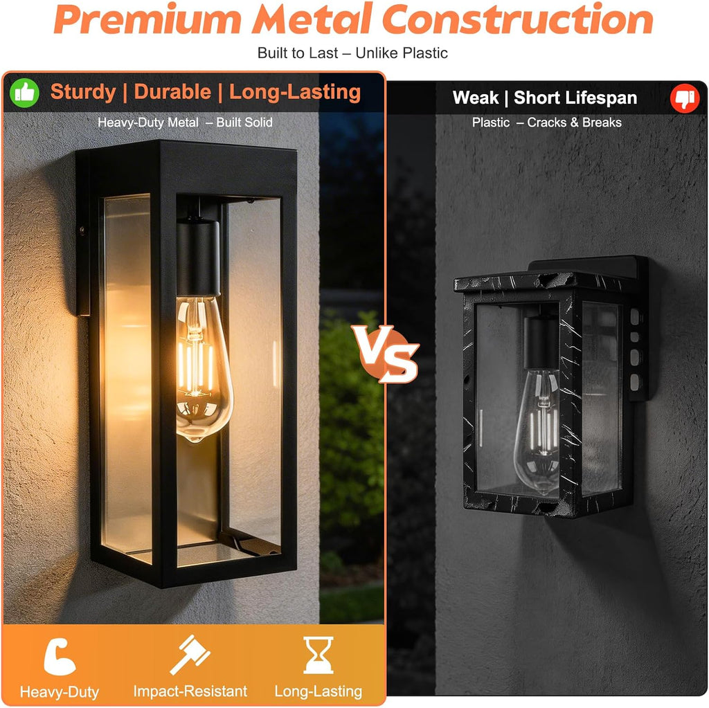 Solar Sconce Light Outdoor Dusk-to-Dawn Solar Powered Outside Porch Lantern