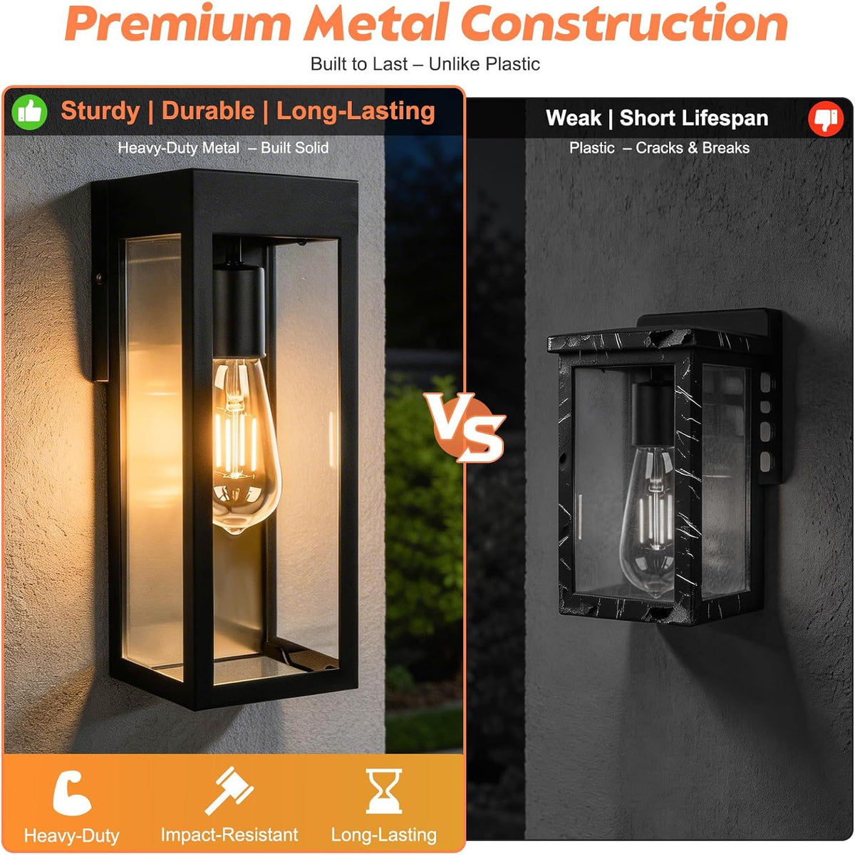 Solar Sconce Light Outdoor Dusk-to-Dawn Solar Powered Outside Porch Lantern