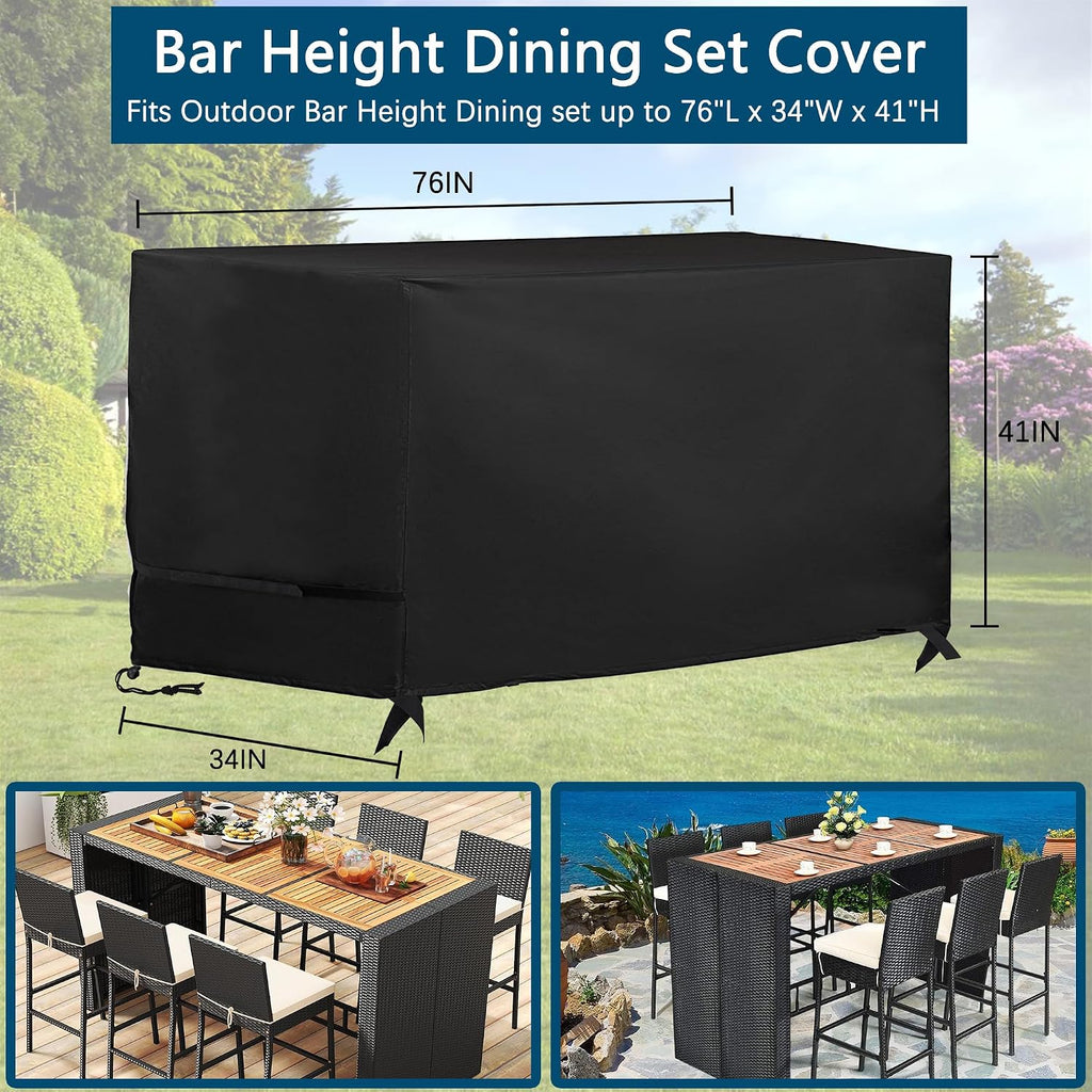 bar height patio set cover, bistro set cover, close-up detail