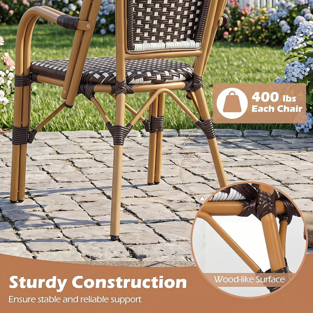 Tangkula Wicker Patio French Bistro Dining Chairs Set of 4