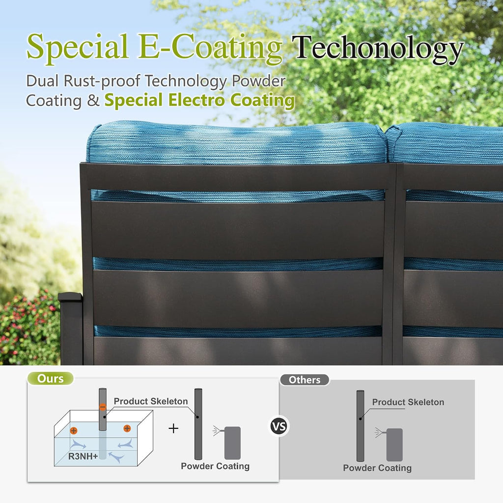 Sophia & William Patio Furniture Set with Fire Pit Table, Peacock Blue