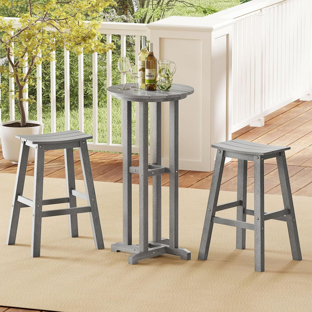 Tangkula 21.5" Round Bar Table, Grey