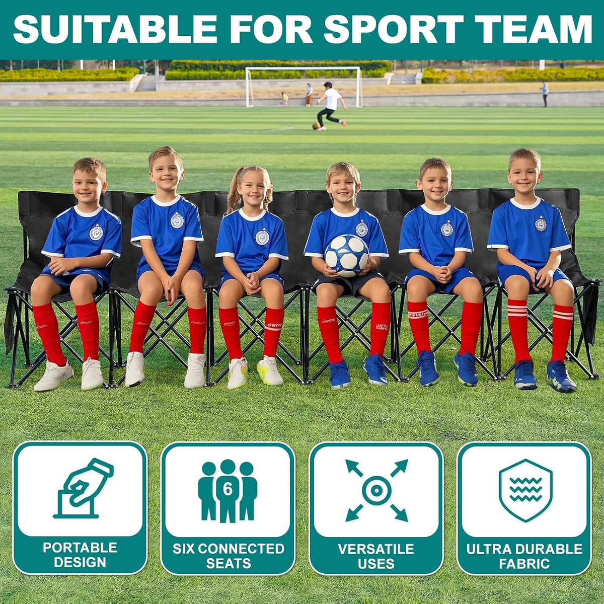 1MORE Folding Bench, Portable Foldable Sideline Bench for Team with Carry Bag