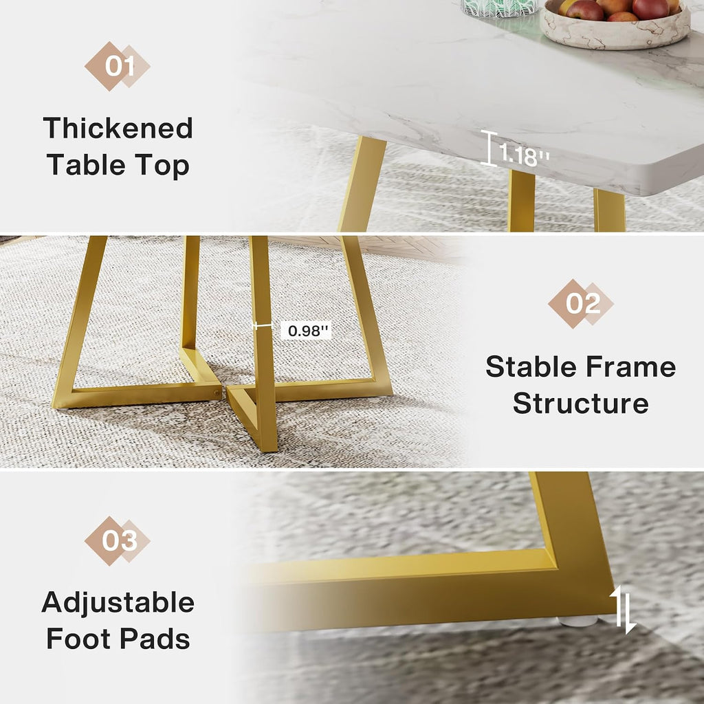 Tribesigns Square Dining Table for 2, 31.5" Modern Dinner Table with Metal Base, Kitchen Table for Dining Room, Small Space, Apartment
