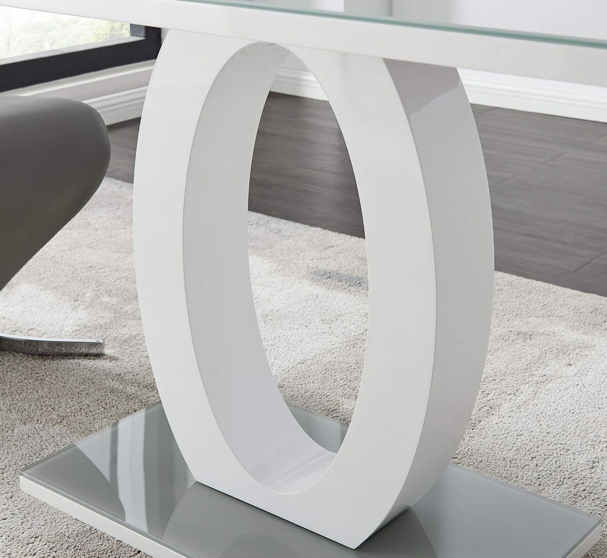 Furniturebox UK - Giovani Modern Stylish Grey/White High Gloss Glass Dining Table and 6 Modern Lorenzo Chairs Set (Dining Table Only)
