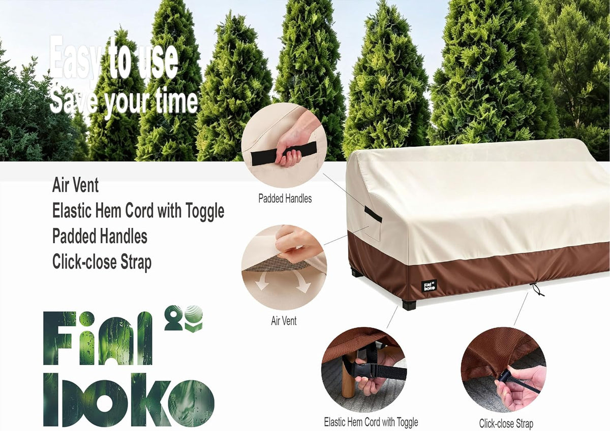 3-Seater Outdoor Sofa Cover, 76Wx32Dx31H inches Outdoor Furniture Covers Waterproof,100% Waterproof Heavy Duty Patio Furniture Covers,Beige&Brown Modern Style Outdoor Couch Cover