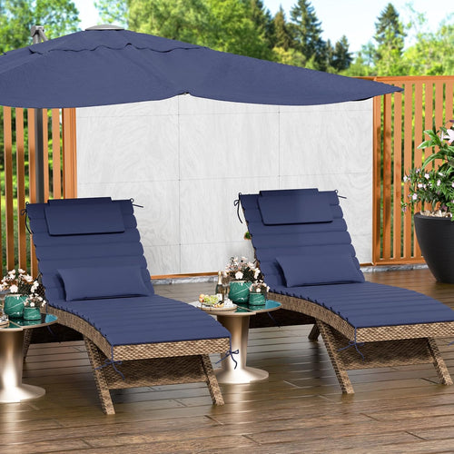 1.6" Chaise Lounge Cushions Outdoor Set of 2, Water Fade Resistant