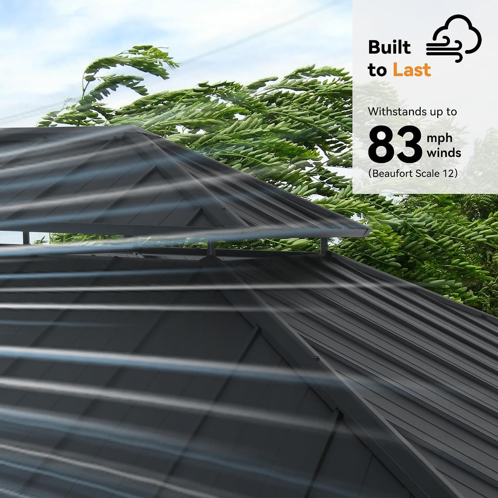 Modern Shade Wood Gazebo 13x15 with Double Galvanized Steel Roof