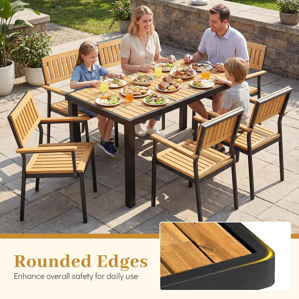 Tangkula 58" Rectangular Wood Patio Dining Table for 6