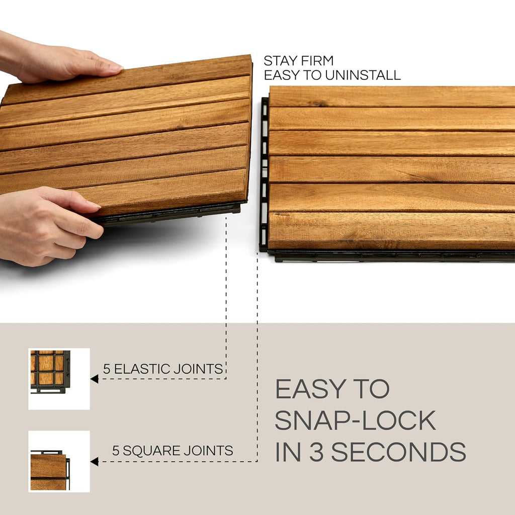 thyoi premium deck tiles, 10 pcs patio flooring showing dimensions