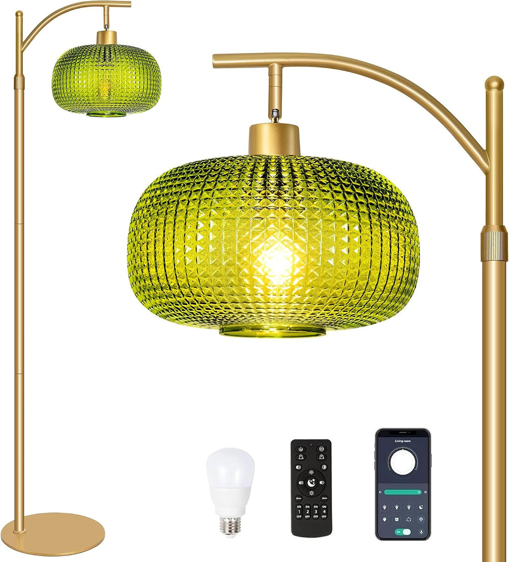 Modern Floor Lamp for Living Room, Mid Century Standing Lamp Green Shade