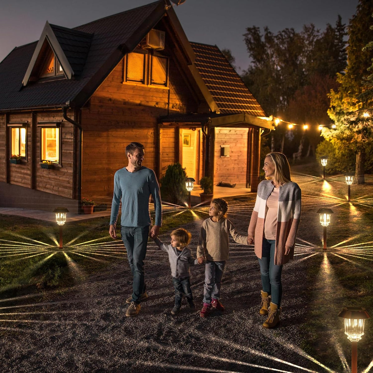 XMCOSY+ Solar Pathway Lights Outdoor - 6 Pack Solar Garden Lights, 10-40 LM Dimmable Solar Lights Outdoor Waterproof Auto On/Off IP 65 Solar Powered Landscape Lighting for Patio Walkway Driveway