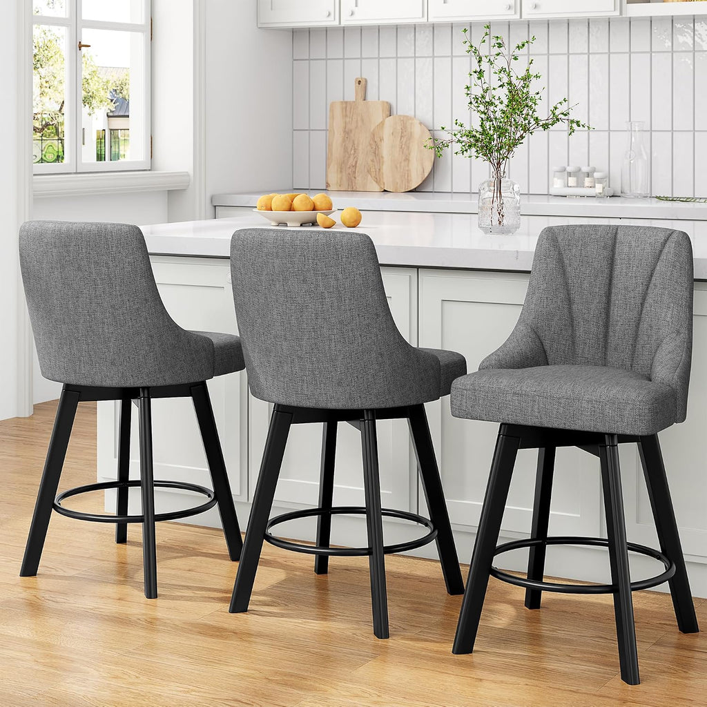 YaFiti 24" Swivel Counter Height Bar Stools Set of 2, Dark Gray