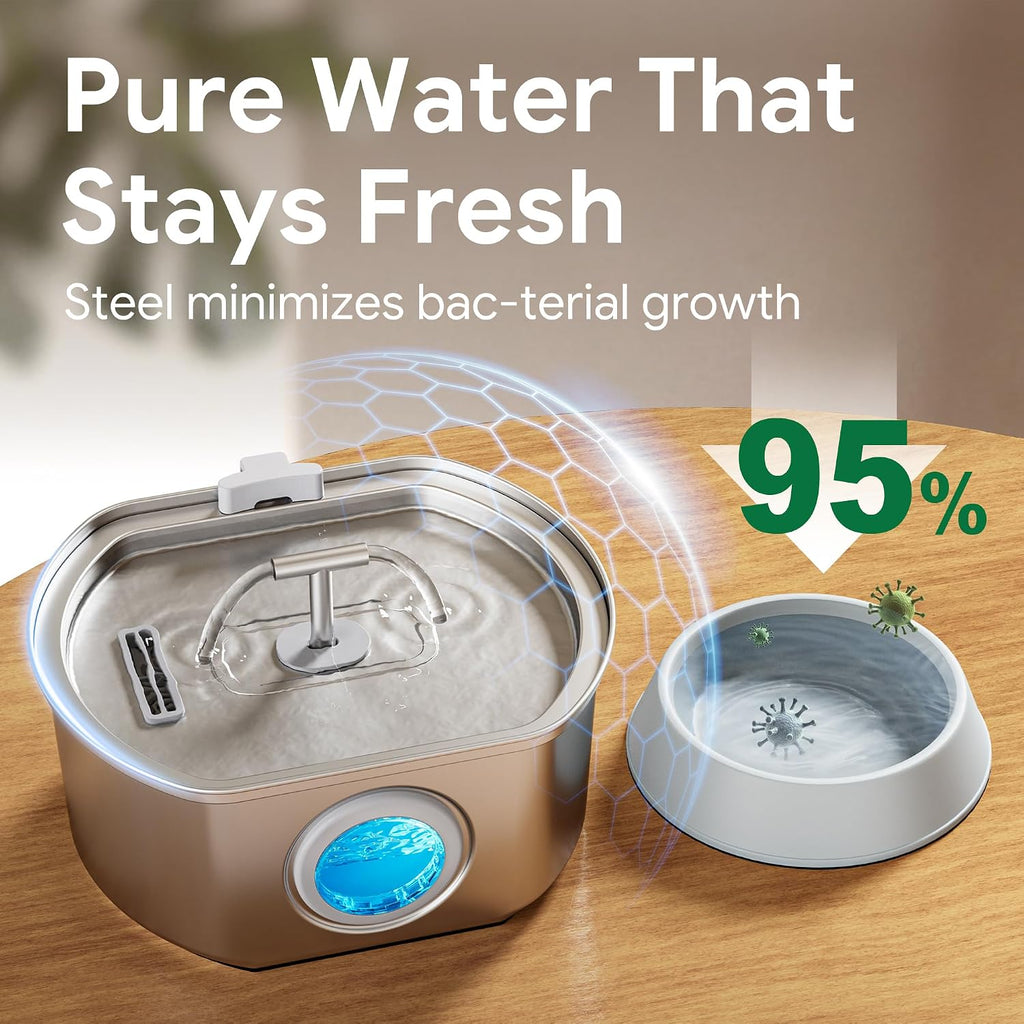 Cat Water Fountain Stainless Steel - 3.2L/108oz Cat Drinking Fountain