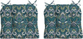 Arden Outdoor Tufted Wicker Chair Cushion, 2-Pack, 20x18, Blue Damask