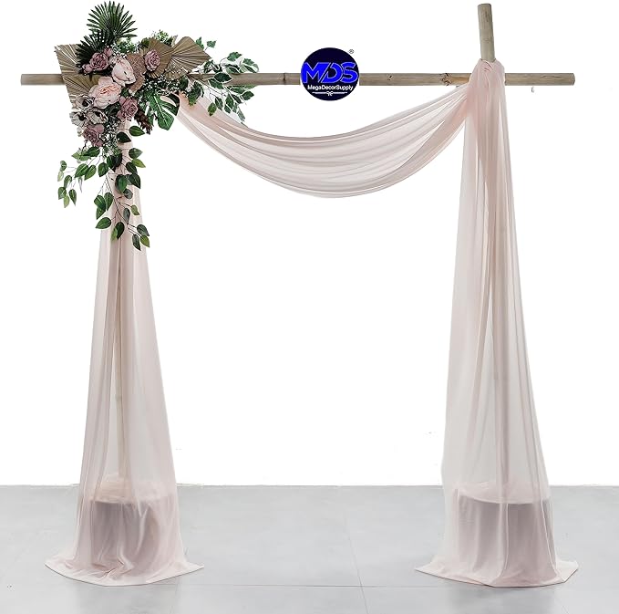 MDS Halloween Chiffon Draping Fabric - 2 Panel, 30" Wide x 40ft Long - Sheer Spooky Arbor & Canopy Drapery for Haunted House Backdrops, Party Ceilings, DIY Costumes & Themed Events - Nude (Pack of 2)